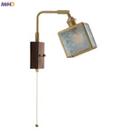 Wood Cube Glass LED Wall Lights with Pull Chain Switch for Modern Interiors