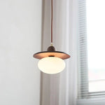 Afralia™ Glass LED Pendant Lamp with Walnut Wood Brass Accent
