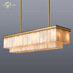 LED Marble Glace Calcite Chandelier for Kitchen Island, Dining & Living Room