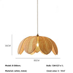 Wabi Sabi Rattan Pendant Lights for Dining Room - Petal Design LED Droplight