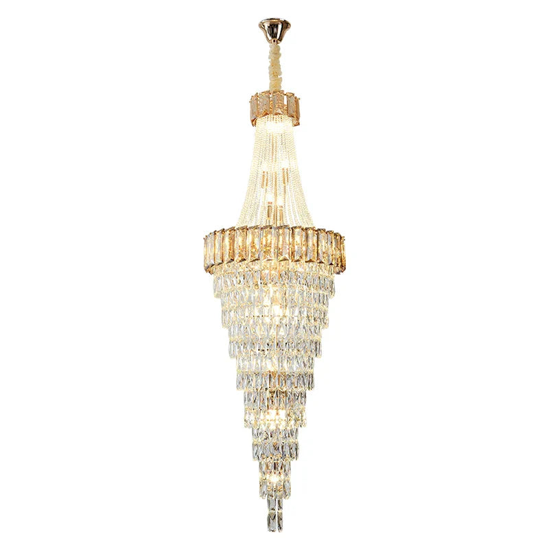 Crystal Chandelier: High-End Duplex & Spiral Staircase Light for Luxury Living Spaces