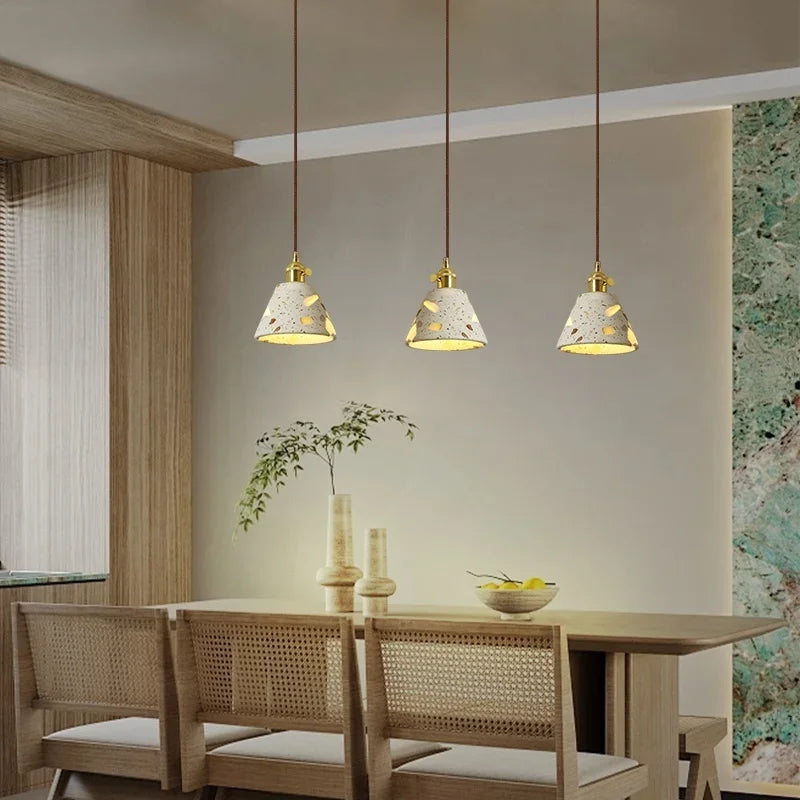 Wabi Sabi LED Pendant Lights Fixture Terrazzo Hanging Lamp Lighting