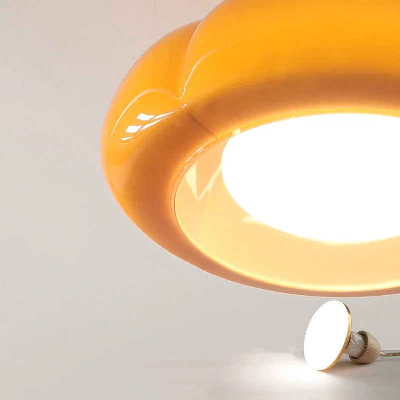 Pumpkin Glass LED Ceiling Light Fixture for Modern Home Lighting