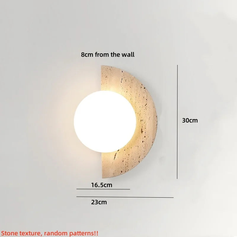 Yellow Cave Stone LED Wall Lights for Modern Spaces, Glass Globe Sconce.