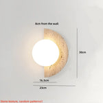 Yellow Cave Stone LED Wall Lights for Modern Spaces, Glass Globe Sconce.