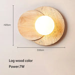 Nordic Stone Wood Wall Sconce Light Fixture for Bedroom, Wabi-sabi Design