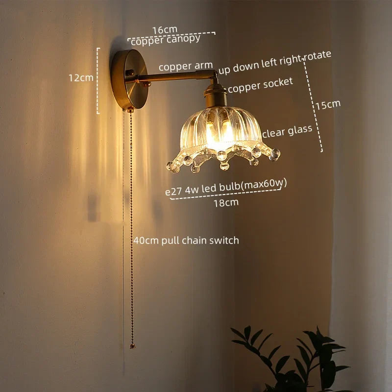 LED Wall Lamps: Nordic Modern Design with Pull Chain Switch for Bedroom, Restaurant, Bathroom