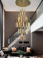 Crystal Circular Staircase Chandelier for Villa Duplex Foyer Decoration
