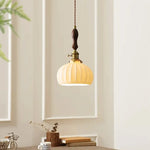 Wood Handle LED Pendant Lights Japanese Vintage Style Bar Bedroom Living Room HangLamp