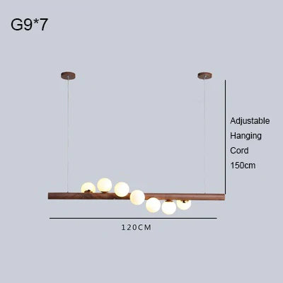 Burly Wood Walnut Glass Pendant Light for Living Room Bar Foyer