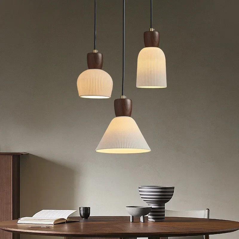 Nordic White Ceramic LED Pendant Light for Modern Living Spaces