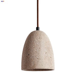 Afralia™ LED Pendant Lamp Yellow Travertine Japanese Style Adjustable Hanging Lights