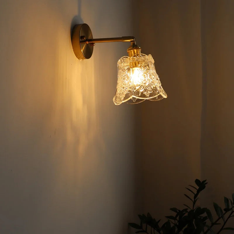 Vintage LED Wall Light Glass Copper Applique Da Parete