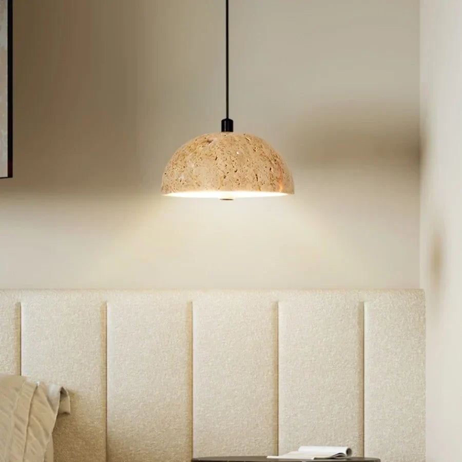 Afralia™ Stone Cave Yellow LED Pendant Lights for Home Decor and Wabi Sabi Style