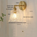 Afralia™ Green Glass LED Wall Lights Pull Chain Switch Vintage Style Bedside Lamp