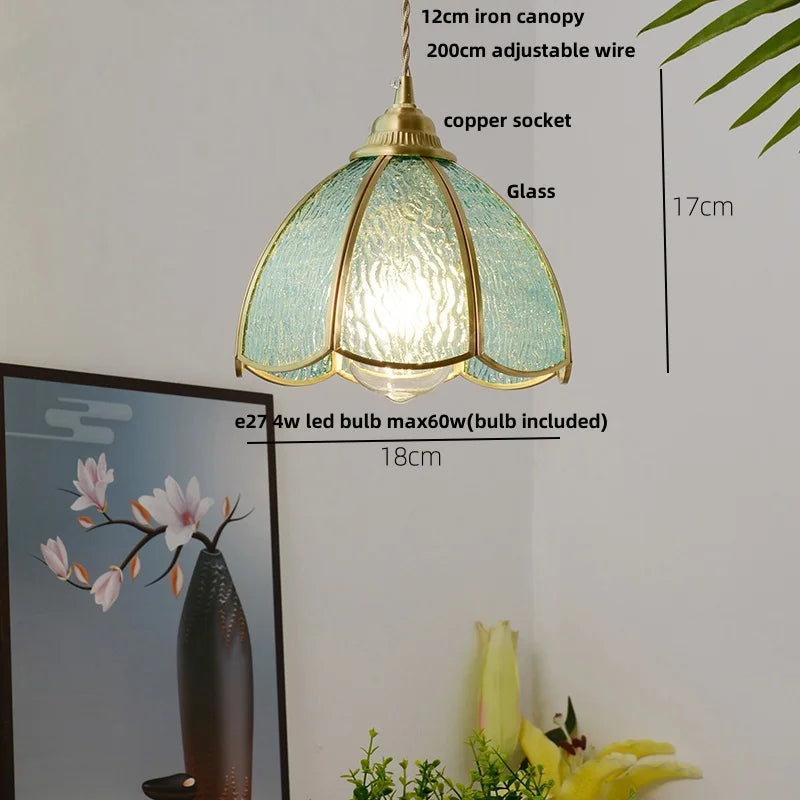 Afralia™ Blue Glass LED Pendant Lamp: Nordic Modern Hanging Light.