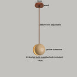 Afralia™ Wood Canopy LED Pendant Lights Japanese Style Globe Travertine Hang Lamp