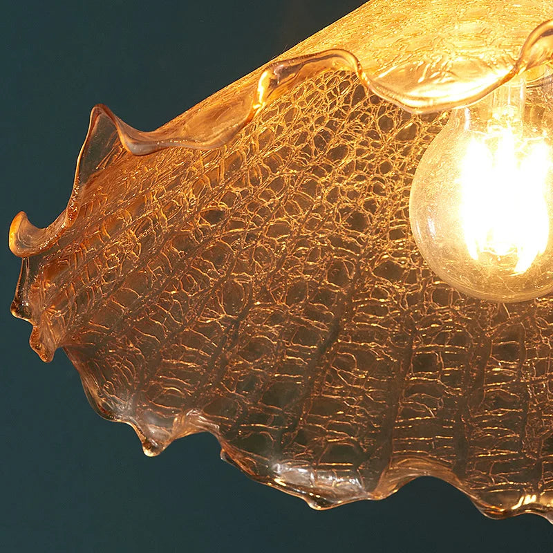 Wood Glass LED Pendant Lights Modern Hanging Lamp for Kitchen Living Room