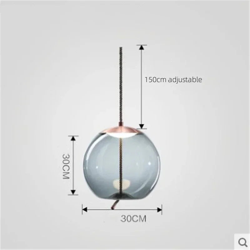 Modern LED Glass Chandelier for Living Room Bedroom Kitchen Pendant Lamp