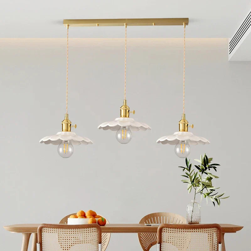 White Ceramic LED Pendant Lamp Modern Hanging Light Fixtures