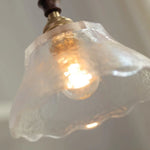 Walnut Wood Clear Glass LED Pendant Lamp - Nordic Modern Hanging Light