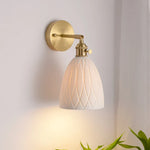 Afralia™ Nordic Ceramic LED Wall Sconce | Brass Wall Light Fixture for Living Room Bedroom