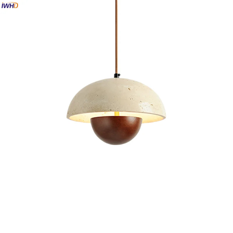 Wabi Sabi Cement LED Pendant Lamps: Minimalist Nordic Hanging Light for Bedroom, Living, Dining Room