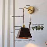 Wood LED Wall Lamp with Copper Socket & Pull Chain Switch - Adjustable Staircase Light