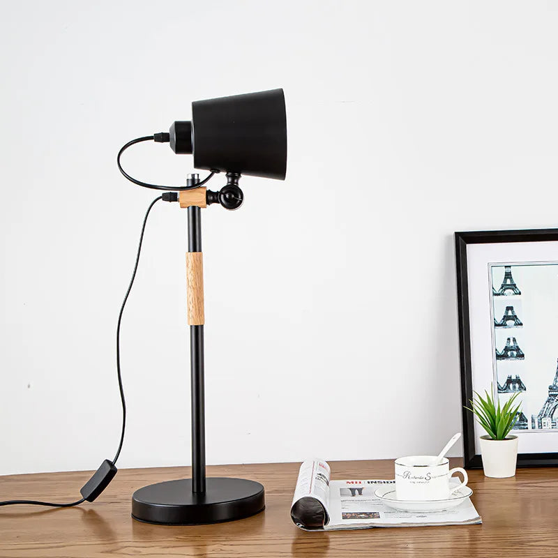 Adjustable Desk Lamp for Children's Bedroom Study, Nordic Style Black White décor