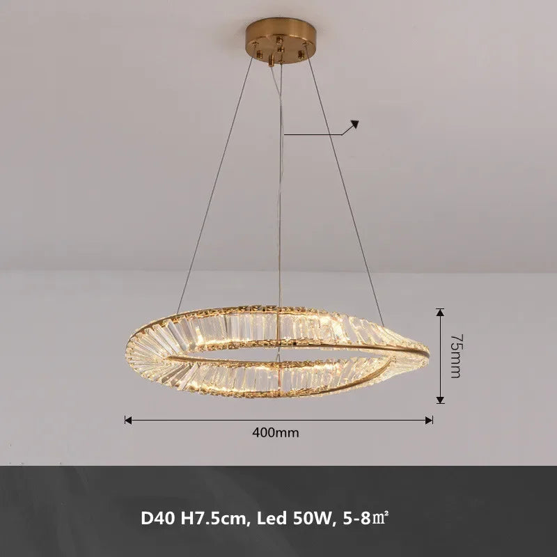 Gold Metal LED Dimmable Ceiling Light with K9 Crystals