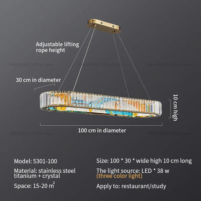 Crystal Chandelier Ring Light Modern Elegant Dining Living Room Lighting