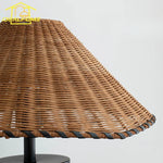Wabi-sabi Ceramic Rattan Weave Table Lamp LED E27 for Living Room Bedroom Hotel
