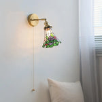 Rotatable Flower Glass LED Wall Sconce with Pull Chain Switch for Home Decor