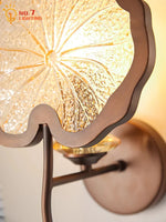 Zen Art Glass Lotus Flower LED Wall Lamp for Bedroom Living Room