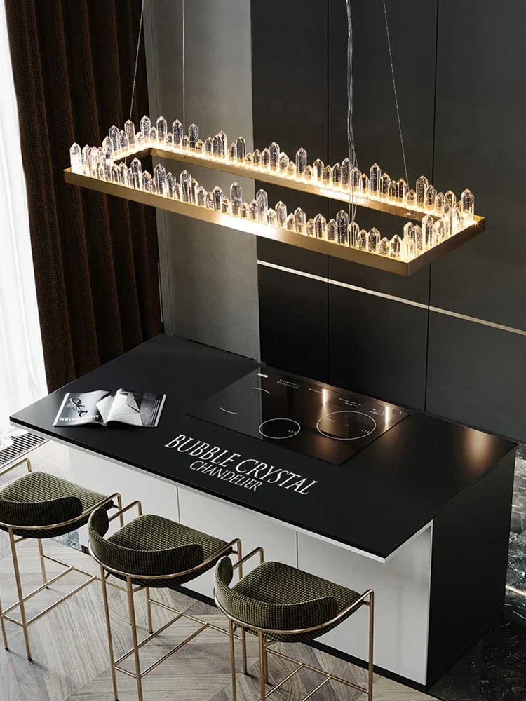 Golden Crystal LED Chandelier for Modern Dining Room