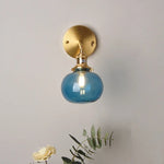 Afralia™ Vintage Blue Glass LED Wall Lamp, Pull Chain Switch, Stair Light Fixtures