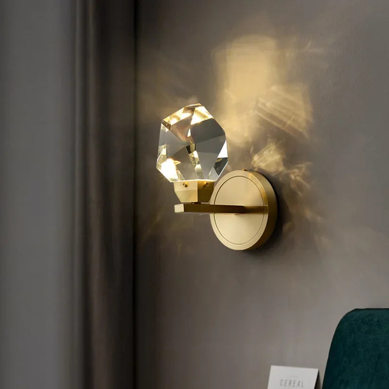 Crystal LED Copper Wall Sconce - Modern Luxury Wall Light Fixture