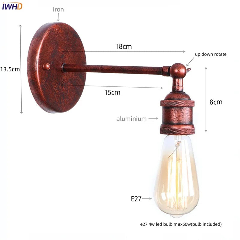 Afralia™ Loft LED Wall Light Industrial Vintage Bedroom Bedside Lamp
