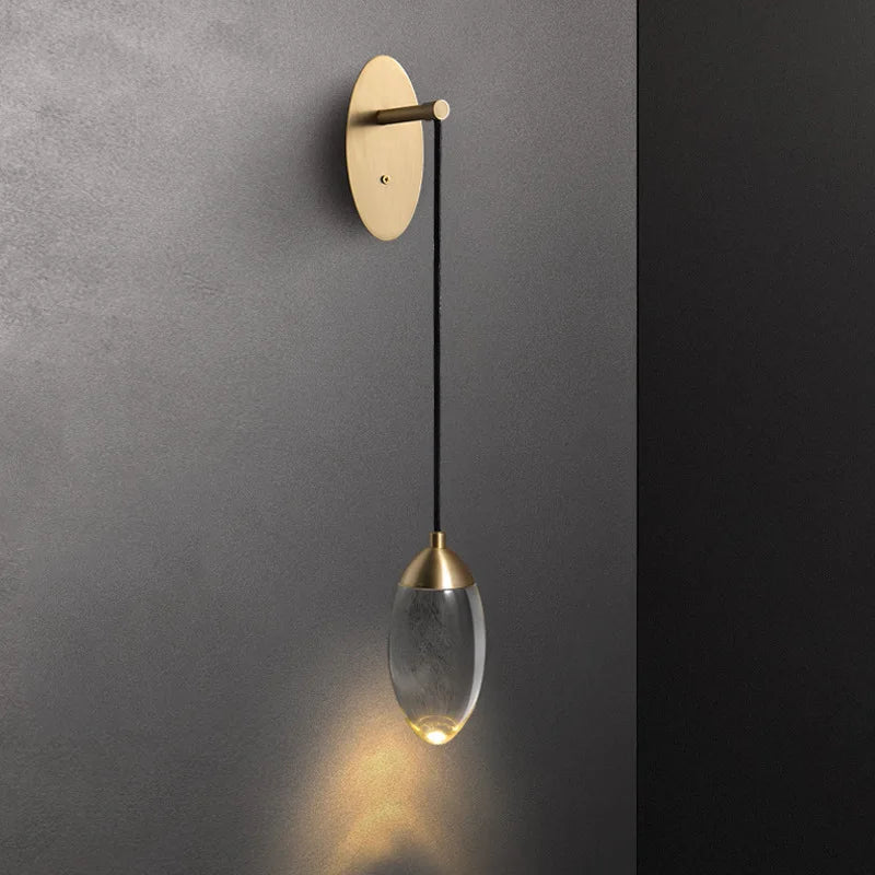 Crystal LED Wall Light: Elegant Copper Lighting for Bedroom, Living Room, Staircase