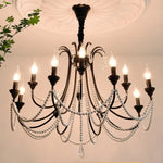 Black E14 Candle Chandelier: French Living Room Pendant Lighting for Home Decor