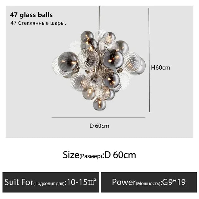 Bubble Glass Ceiling Chandelier Pendant for Living Room Bedroom