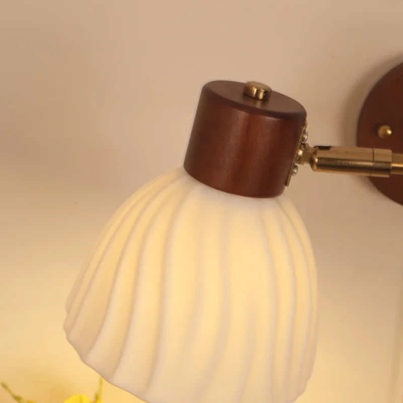 Walnut Wood LED Wall Lamp Sconce, 360° Rotate Stair Light - Nordic Art Style