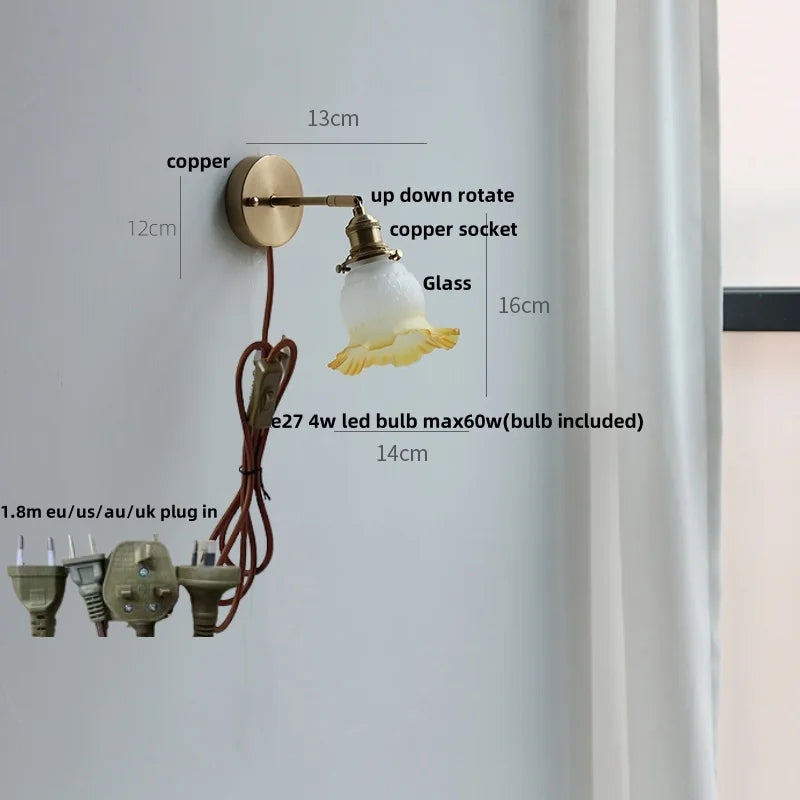 Crown Glass LED Wall Lights Brass Switch Stair Fixtures