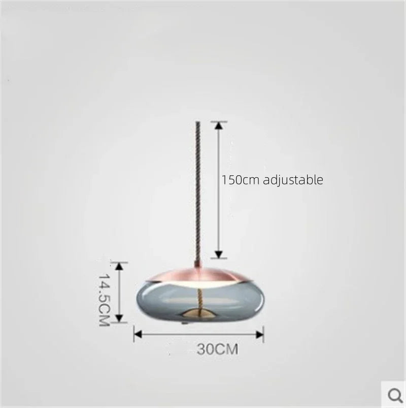 Modern LED Glass Chandelier for Living Room Bedroom Kitchen Pendant Lamp