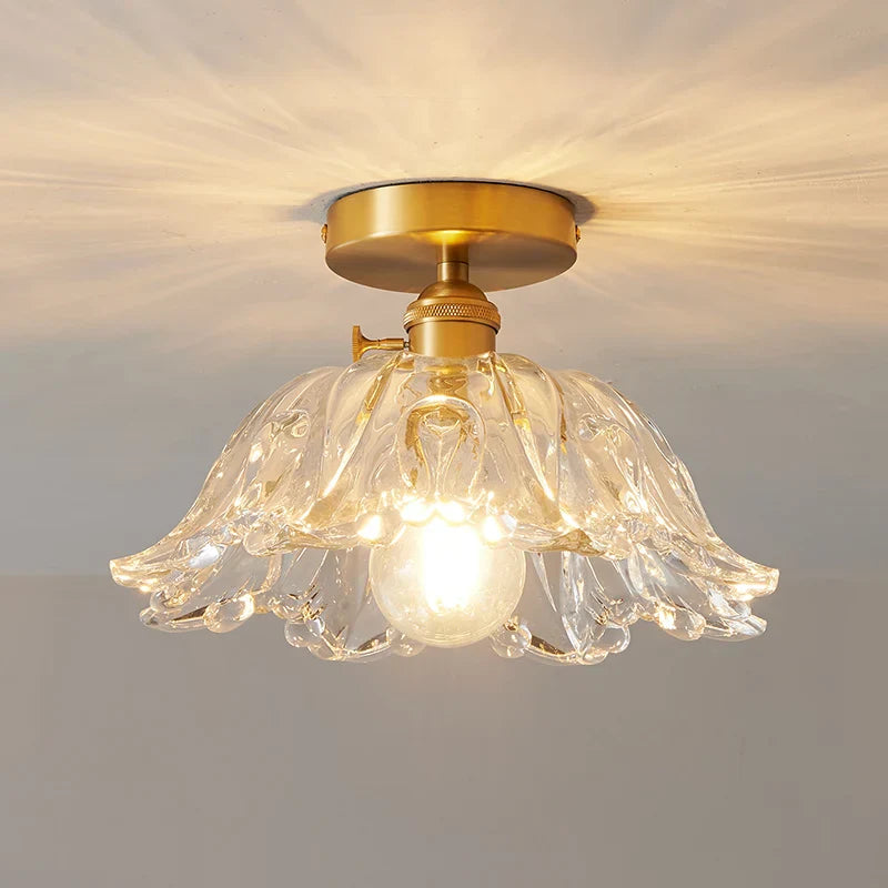 Glass Copper LED Ceiling Light - Simple Art Decorative Chandelier
