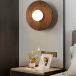 Nordic LED Walnut Wood Glass Wall Light - Modern Simple Luminaire