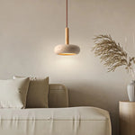 Travertine Stone Art Pendant Chandelier LED Light for Bedroom Bedside