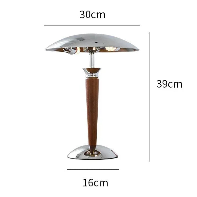 Scandinavia Chrome Desk Lamp Wood Bracket - Stylish Lighting Fixture