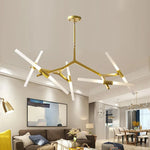 Nordic Herringbone Black Golden LED Chandelier for Living Dining Bedroom