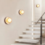 Nordic Stone Wood Wall Sconce Light Fixture for Bedroom, Wabi-sabi Design